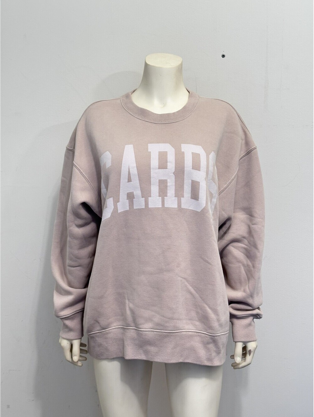 Abercrombie & Fitch Sweatshirt Womens Beige Fleece CARBS Graphic Pullover Med